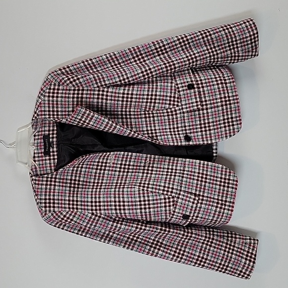 Talbots Wool Blend Pink Green Plaid blazer - Picture 2 of 9